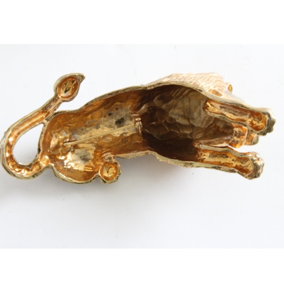 Roaring Lion Brooch Large Figural Shoulder Pin Vintage Rare Cat Lover - Picture 6 of 8